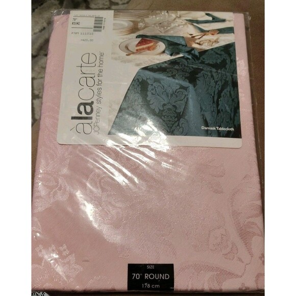 Vintage JC Penney Damask Tablecloth Caprice Round 70" 178 cm New - Picture 1 of 6
